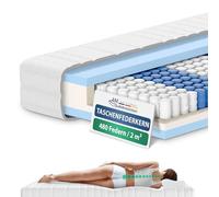AM Qualitätsmatratzen Colchón muelles ensacados 90x190 cm - firmeza Media & 20 cm - Colchón 90x190 muelles ensacados de 7 Zonas - Colchón 90x190 ergonómico con Funda Lavable - Certificado Oeko Tex