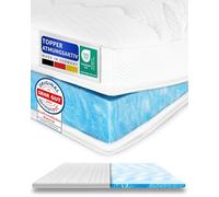 AM Qualitätsmatratzen Sobrecolchon refrescante 200x210 - Topper Made in Germany - Cubre colchon refrescante antisudoración con Funda Lyocell Antideslizante - Topper 200x210 Transpirable para Verano
