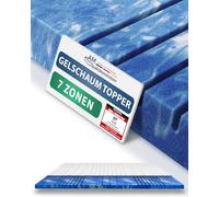 AM Qualitätsmatratzen Topper viscoelástico 135x180 - Sobrecolchon de espuma de gel de 7 zonas - Made in Germany - Topper 135x180 cm 8 cm - cubre colchon refrescante con funda de lyocell antideslizante