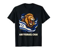 Am Yisrael Chai León de Judá Bandera Israelí Inglés Camiseta