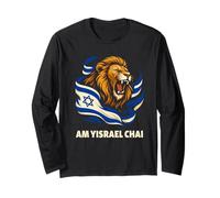 Am Yisrael Chai León de Judá Bandera Israelí Inglés Manga Larga