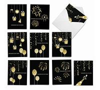 am6723cgg-b1 X 10 elegante Caso: 10 Varios colores tarjetas de felicitación con elegantes adornos sobre fondo negro, con sobres.