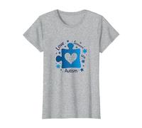 Ama a Alguien con Autismo: Conciencia y Apoyo Camiseta, Mujer, Gris Jaspeado, XL