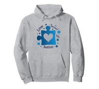 Ama a Alguien con Autismo: Conciencia y Apoyo Sudadera con Capucha, Unisex para Adultos, Gris Jaspeado, S