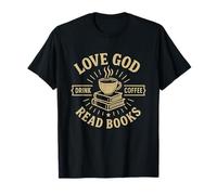 Ama a Dios, bebe café, lee libros, amantes, vintage, cristiano Camiseta