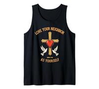 Ama a tu prójimo como a ti Mismo Cruz versículo bíblico Cristiano Camiseta sin Mangas