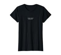 Ama a Tus Enemigos Minimalista Camiseta gráfica económica, Mujer, Negro, M