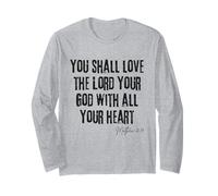 Ama al Señor tu Dios Mateo 22:37 Biblia Corazón Fe Manga Larga