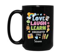 Ama, Ríe, Aprende Al Estilo De Jardín De Infantes Tazón Cerámica Tazas Té Graciosa Tazón De Café Regalos Novedosos Para Amigos Familiares Novios 330ml