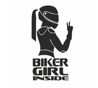 AMA SHOP Adhesivo preespaciado Biker Girl Inside color negro | Divertido | Apto para casco coche moto | Calcomanía | Pasión moto
