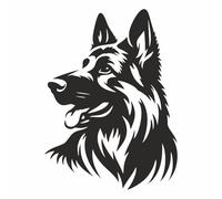 AMA SHOP Adhesivo preespaciado de perro raza pastor alemán mod.2 color negro | Apto para casco coche moto | Calcomanía | Pasión moto