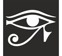 AMA SHOP Adhesivo preespaciado Eye of Horus color blanco | Pegatinas para coche | Pegatina para casco, moto, caravana | Adhesivo de PVC para calcomanía pared, pared