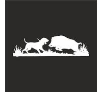 AMA SHOP Adhesivo preespaciado Setter con jabalí | Color blanco | Apto para casco coche moto | Pasión Caza