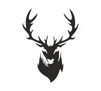 AMA SHOP Adhesivo recortado con cabeza de ciervo, mod. 1, color negro, apto para casco de coche, moto, pasión, caza