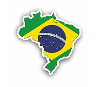 AMA SHOP Pegatina con diseño de mapa de la bandera de Brasil | Pegatinas para coche | Pegatina para casco, moto, caravana | Adhesivo de PVC para calcomanía de pared, pared