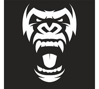 AMA SHOP Pegatina de PVC preespaciado Gorilla Mod.3 color blanco | Pegatina para Casco, Moto, Camper,Barco, Auto, PC | AutoTuning | Pegatinas divertidas