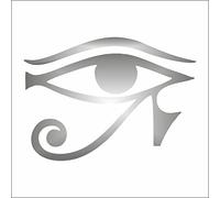 AMA SHOP Pegatina preespaciada Ojo de Ra Horo Eye of Horus color plata | Pegatinas para coche | Pegatina para casco, moto, caravana | Adhesivo de PVC para calcomanías de pared, pared