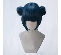 ¡Ama Vive! ¡Brillo Solar! Aqours Tsushima Yoshiko Cosplay Disfraz Fiesta Pelo Cosplay Peluca Azul Curva Cola De Caballo Talla Única B