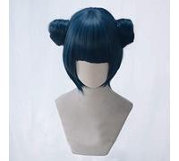 ¡Ama vive! ¡Brillo Solar! Aqours Tsushima Yoshiko Cosplay Fiesta de disfraces Cabello Peluca de cosplay Azul curva Cola de caballo B