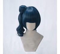 ¡Ama vive! ¡Brillo Solar! Aqours Tsushima Yoshiko Cosplay Fiesta de disfraces Cabello Peluca de cosplay Azul curva Cola de caballo A