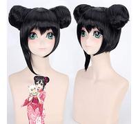 ¡Ama vive! Despertar después de Yazawa Nico Kimono-estilo Peluca Cosplay Fiesta de Halloween Disfraz Pelucas Cabello sintético negro con bollos