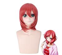 ¡Ama Vive! Love Live Maki Nishikino Corto Rojo Resistente Al Calor Cosplay Disfraz Peluca + Gorra Pl-360