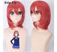 ¡Ama vive! Love Live Maki Nishikino pelucas corto rojo resistente al calor pelo sintético fiesta de Halloween Cosplay disfraz peluca + gorra de peluca