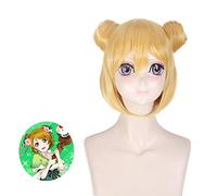 ¡Ama vive! Lovelive Koizumi Hanayo pelucas pelo sintético corto resistente al calor con bollos peluca de disfraces de Halloween Cosplay + gorra de peluca