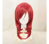 ¡Ama vive!(Maki Nishikino) Anime Cosplay Rose Red Pelucas de red con flequillo 100% Fibra resistente a la temperatura Red Red Short Straight Hair 16 pulgadas chenghuax