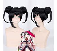 ¡Ama vive! Nico Yazawa Black Short Cosplay peluca con bollo + gorro de peluca Love Live black