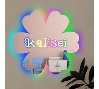 Amabery Espejo con nombre personalizado, letrero LED acrílico, lámpara de pared con luz de neón para dormitorio, entrada, salón, regalos para familiares, amigos, inauguración de la casa, cumpleaños