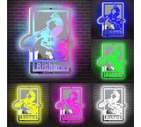 Amabery Espejo de motocross personalizado acrílico LED signo, número de nombre personalizado para motociclista, luz de neón, decoración de espejo de pared de motocicleta, luz nocturna, regalos para