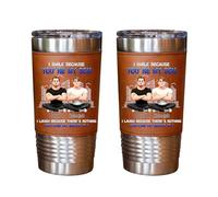 Amabery Vaso personalizado de acero inoxidable con texto en inglés "I Smile Because You're My Son", envuelto en cuero, de 20 onzas, taza de café con retrato personalizado para viajes en la oficina al