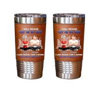 Amabery Vaso personalizado de acero inoxidable con texto en inglés "I Smile Because You're My Son", envuelto en cuero, de 20 onzas, taza de café con retrato personalizado para exteriores, oficina