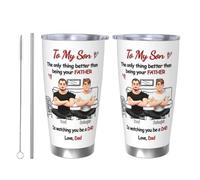 Amabery Vaso personalizado de acero inoxidable de 20 onzas con texto en inglés «To My Son» - The Only Thing Better Than Being Your Father,Taza de viaje personalizada para el día del padre, regalo para