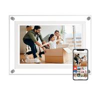 AMABOO Marco digital de acrílico de 10,1 pulgadas, gran capacidad de 32 GB, pantalla táctil IPS HD 1280 x 800, rotación automática, compartir fotos y vídeos a través de la aplicación Frameo