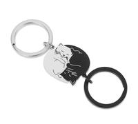 Amabro 2 llaveros de gato lindos, regalos a juego para parejas, llaveros para mejores amigos, llavero de novio, novia, aniversario, cumpleaños, boda, aniversario, día de San Valentín, Acero