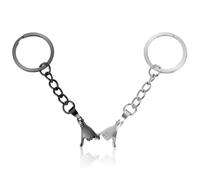 Amabro 2 piezas promesa llavero regalo, pinky promise dedo meñique aniversario parejas regalos a juego mejor amiga novia novio amor Navidad día de San Valentín, Negro y plateado Talla única