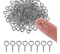 Amabro 400 ojales de tornillo pequeños, mini pasadores de ojo de metal roscados para hacer joyas, colgantes, cuentas, manualidades, 10 mm (plateado)