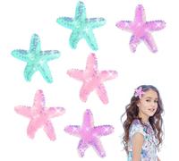 Amabro 6 Pinzas para el Pelo de Estrella de Mar, Accesorios para Sombrero, Conchas, Brillantes - Pinzas de Cocodrilo