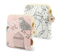 Amabro Bolsa de almacenamiento de servilletas sanitarias, 2 bolsas de período, bonita bolsa de almacenamiento de compresas sanitarias, bolsa menstrual con cremallera para mujeres, adolescentes, niñas