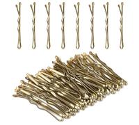 Amabro Mini horquillas, 50 horquillas pequeñas onduladas de 1.37 pulgadas, horquillas de metal para el pelo para mujeres y niños, moños largos, lacios, rizados, todo tipo de cabello (dorado)
