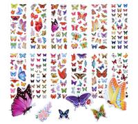 Amabro Pack de 12 pegatinas 3D de mariposas para niños, Pegatina mariposa colorida flor de primavera pegatinas hinchadas suministros de fiesta decoración para álbum de recortes profesor aula