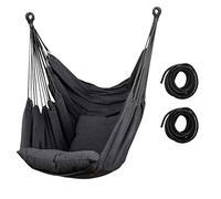 Amaca Colgante Premium para Exterior - Hamaca Jardin, Playa y Balcón | Ligera y Resistente | Ideal para Camping, Vacaciones, Siesta y Relax Hammock with Swing Rope (Sin Cojín,Dark Grey)