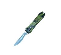 Amacigana Cuchillo multiusos, automático con botón pulsador, cúter retráctil con 10 cuchillas n.° 24, cuchillo multiusos de bolsillo (A 09)