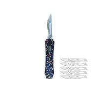 Amacigana Cuchillo multiusos, automático con botón pulsador, cúter retráctil con 10 cuchillas n.° 24, cuchillo multiusos de bolsillo (A 13)