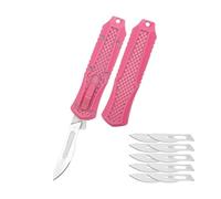 Amacigana Cuchillo multiusos, automático con botón pulsador, cúter retráctil con 10 cuchillas n.° 24, cuchillo multiusos de bolsillo (A 07)