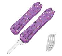 Amacigana Cuchillo multiusos, automático con botón pulsador, cúter retráctil con 10 cuchillas n.° 24, cuchillo multiusos de bolsillo (A 01)