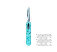 Amacigana Cuchillo multiusos, automático con botón pulsador, cúter retráctil con 10 cuchillas n.° 24, cuchillo multiusos de bolsillo (A 12)