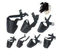 Amacoam Bozal para Perros Pequeños Medianos Grandes 7 Piezas Bozal Nylon para Perro Ajustable Seguridad Respirable Anti-Mordida Anti Ladridos Bozales para Perros Negro
